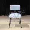 Iron Dining Chair Black Frame With White Velvet Cushion