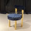 Modern Banquet Chairs Round Black Velvet Thick Cushion