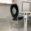 Highback Dining Chair Black Velvet Seating Silver Frame