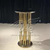 High Cocktail Table Golden Frame with Round Mirror Glass