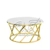 Round Coffee Table Twisted Metal Base for Lounge Room