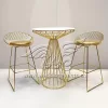 Bar Table with Stools Iron Gilded Metal Furniture