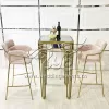 Bar Table Design Square Mirror Stainless Steel Frame