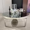 Mirror Glass Coffee Table Silver Stainless Steel Frame