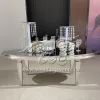 Party Dessert Table Silver Frame with Oval Mirror Glass