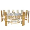 Dinner Table and Chairs Round Mirror Glass Top