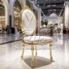 Leather Dinette Chairs with Gold Stainless Steel Frame