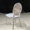 Steel Banquet Chair with Gray Velvet Cushion and Back