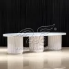 Party Event Table Oval Shape with Three Metal Bases