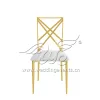 Banquet Wedding Chairs with Cross Lines Metal Backrest